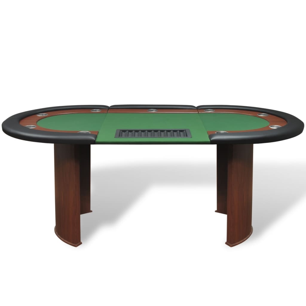 10-Player Poker Table With Dealer Area And Chip Tray