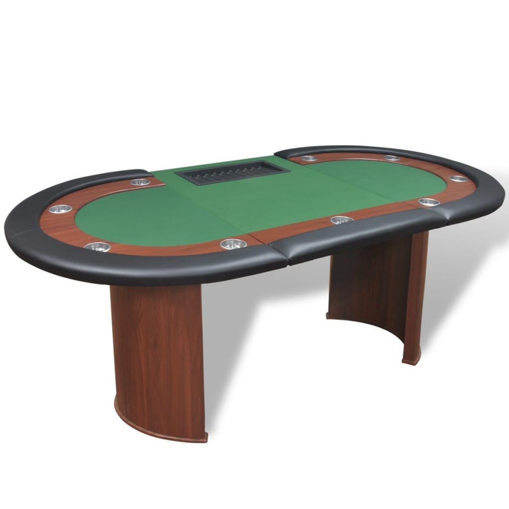 10-Player Poker Table With Dealer Area And Chip Tray