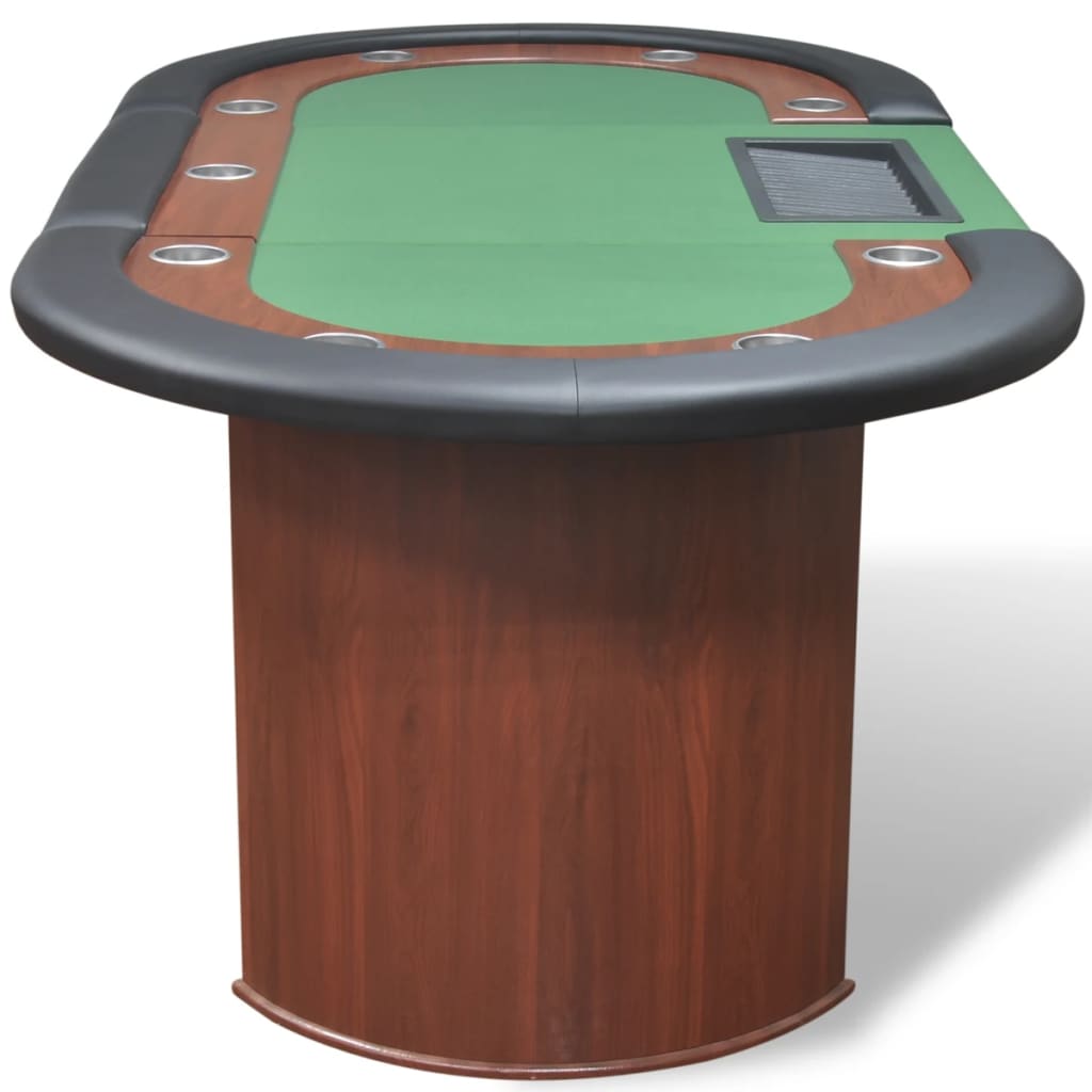 10-Player Poker Table With Dealer Area And Chip Tray