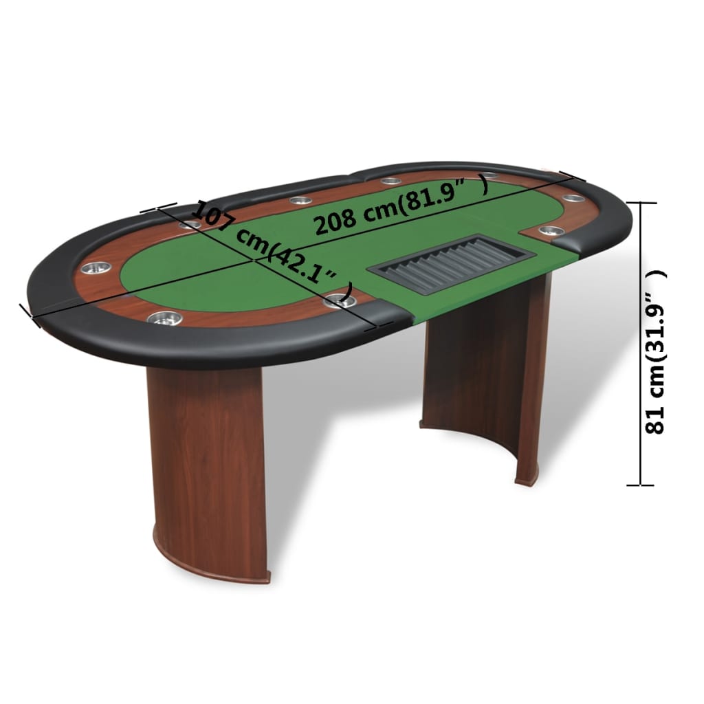 10-Player Poker Table With Dealer Area And Chip Tray