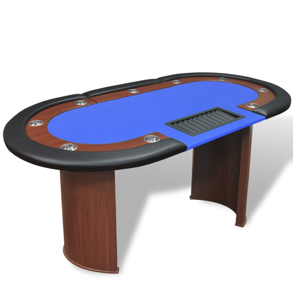 10-Player Poker Table With Dealer Area And Chip Tray