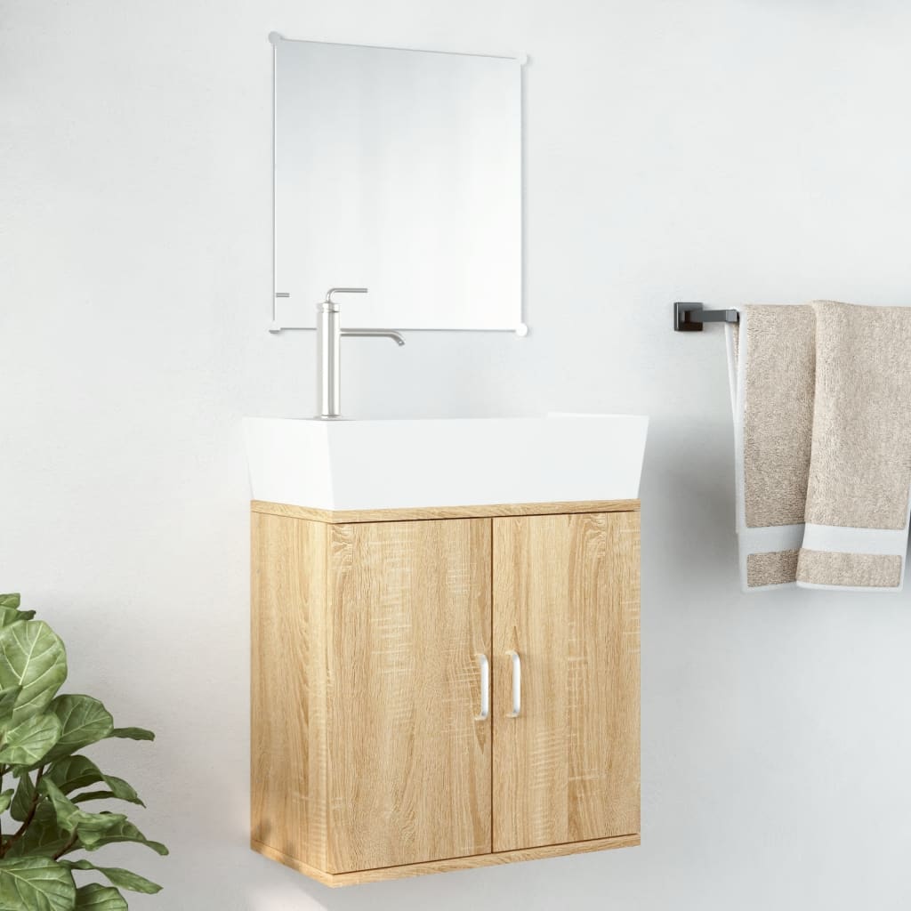 2 Piece Bathroom Furniture Set Engineered Wood