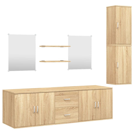 7 Piece Bathroom Furniture Set Engineered Wood