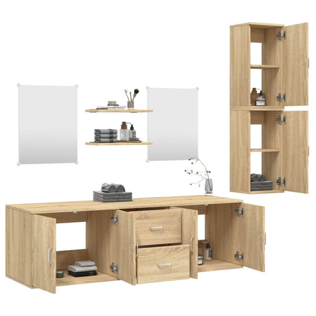 7 Piece Bathroom Furniture Set Engineered Wood