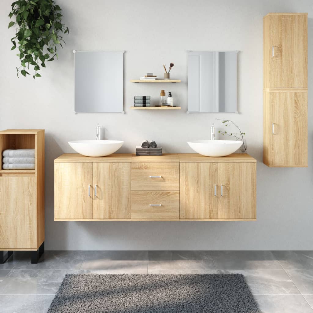 7 Piece Bathroom Furniture Set Engineered Wood