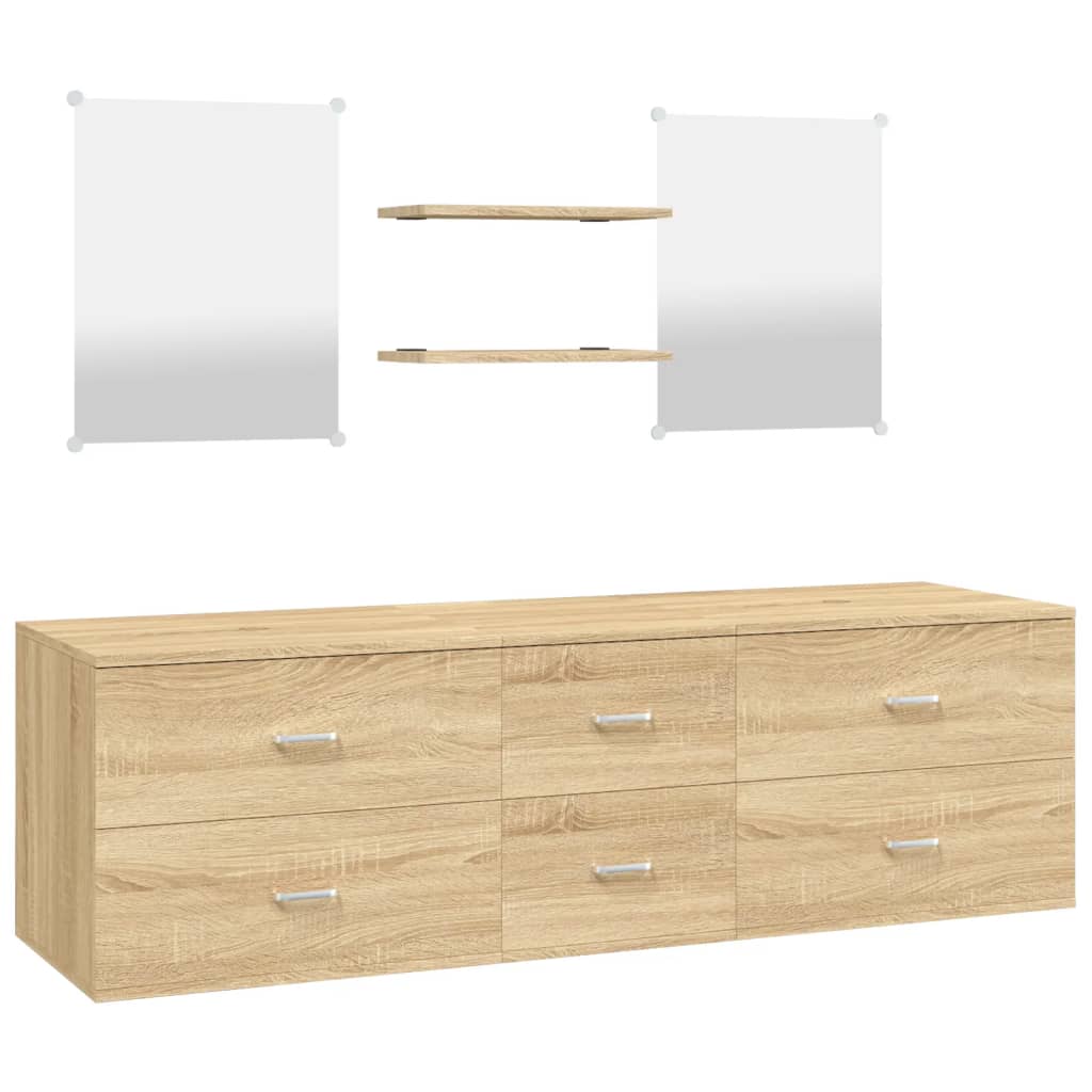 5 Piece Bathroom Furniture Set Engineered Wood