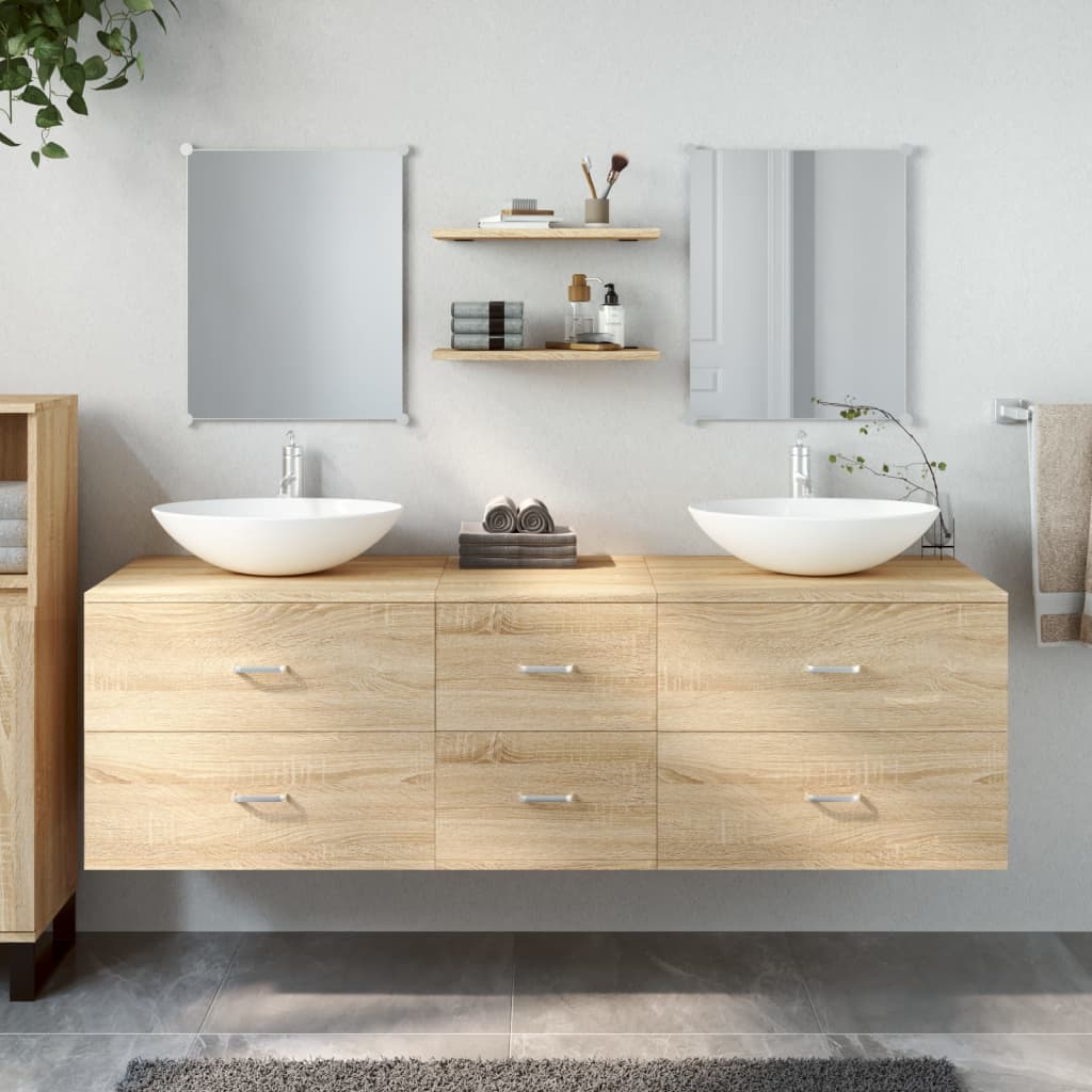 5 Piece Bathroom Furniture Set Engineered Wood