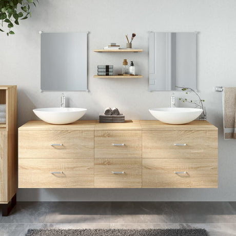 5 Piece Bathroom Furniture Set Engineered Wood