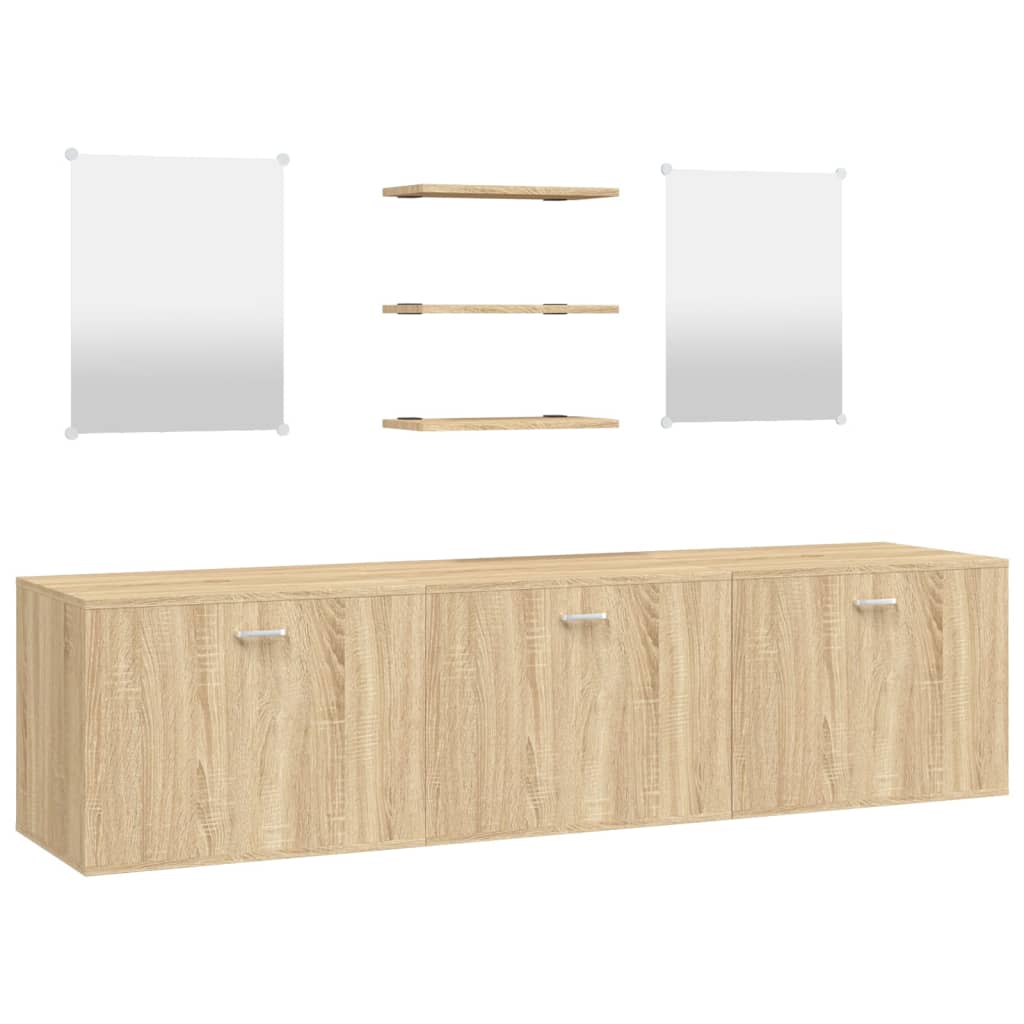 6 Piece Bathroom Furniture Set Engineered Wood