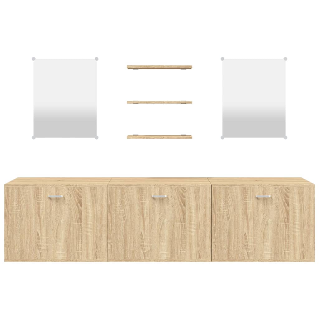 6 Piece Bathroom Furniture Set Engineered Wood