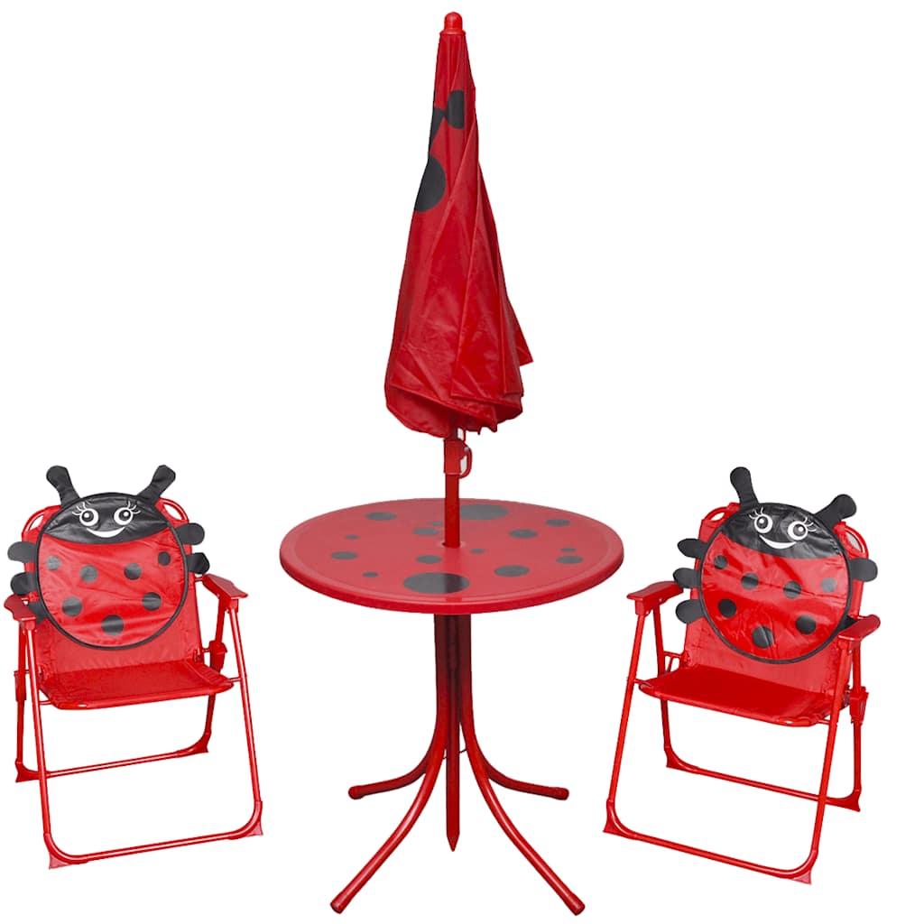 3 Piece Kids' Garden Bistro Set With Parasol