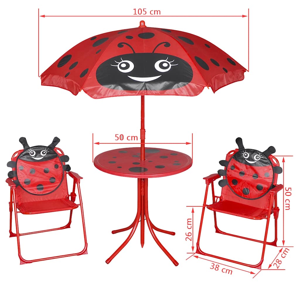 3 Piece Kids' Garden Bistro Set With Parasol