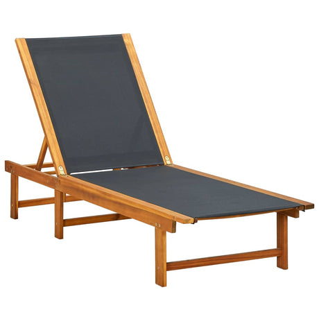 Sun Loungers 2 Pcs With Table Solid Acacia Wood And Textilene