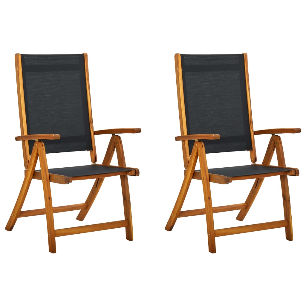 Folding Garden Chairs 4 Pcs Solid Wood Acacia And Textilene