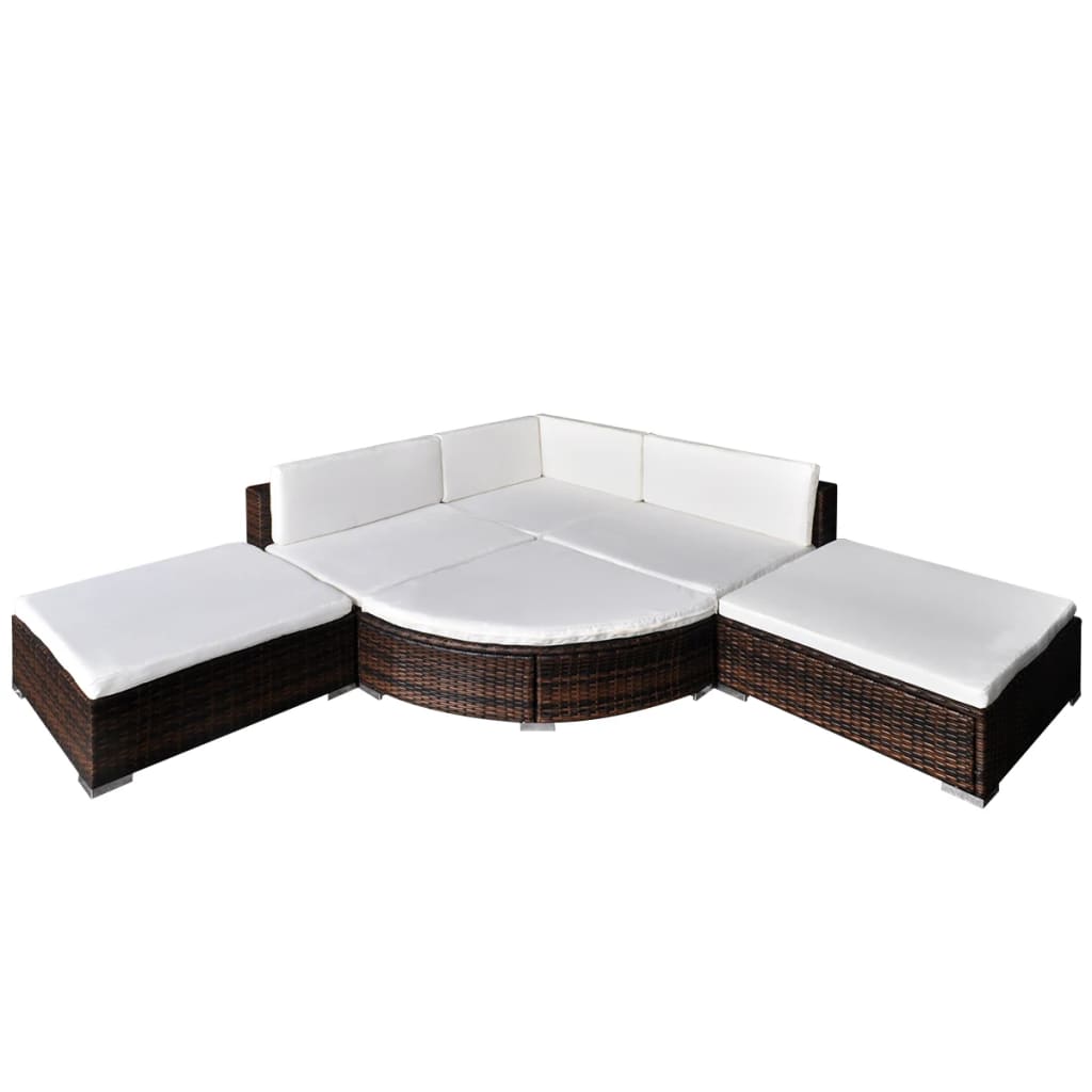 6 Piece Garden Lounge Set With Cushions Poly Rattan