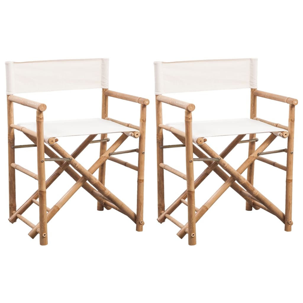 Folding Director's Chairs 2 Pcs Bamboo And Fabric