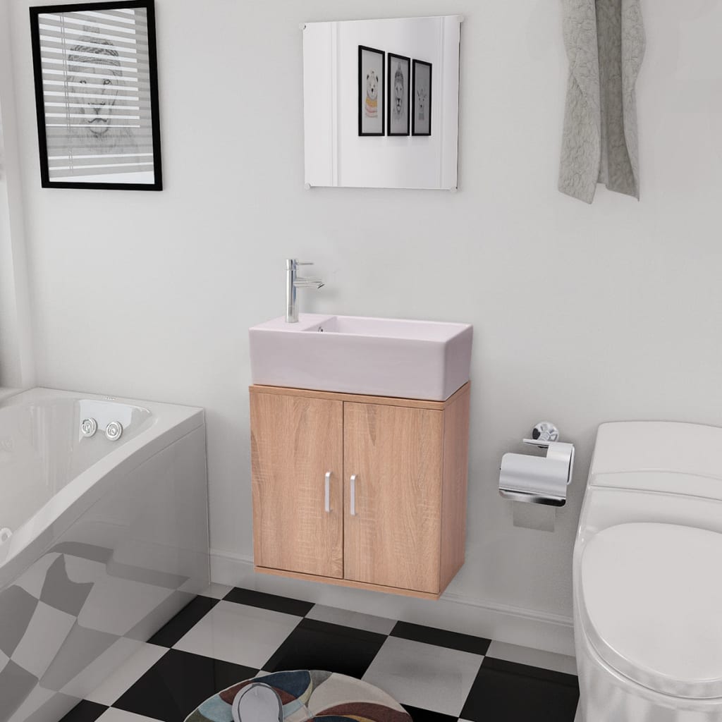 Three Piece Bathroom Furniture And Basin Set