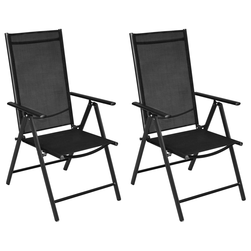 Folding Garden Chairs 2 Pcs Textilene Black