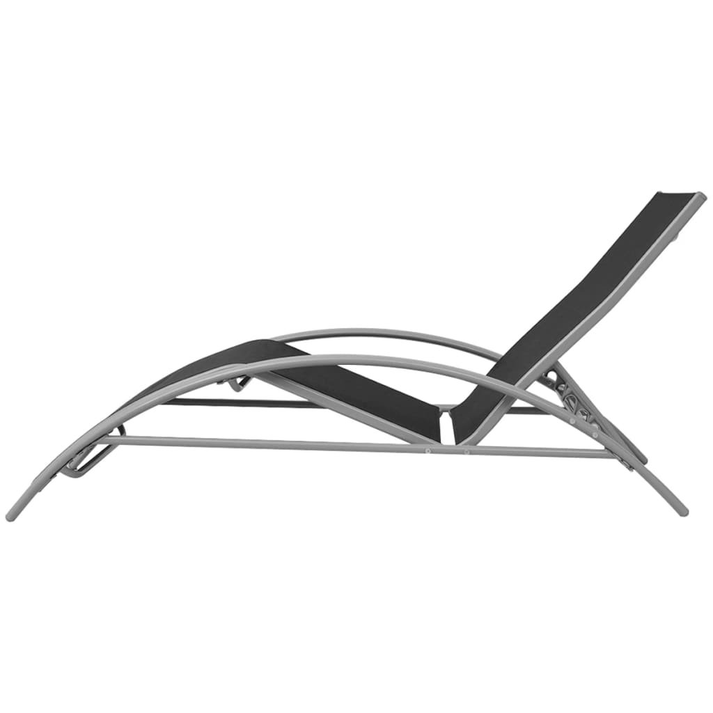 Sun Loungers With Umbrella Aluminium Black