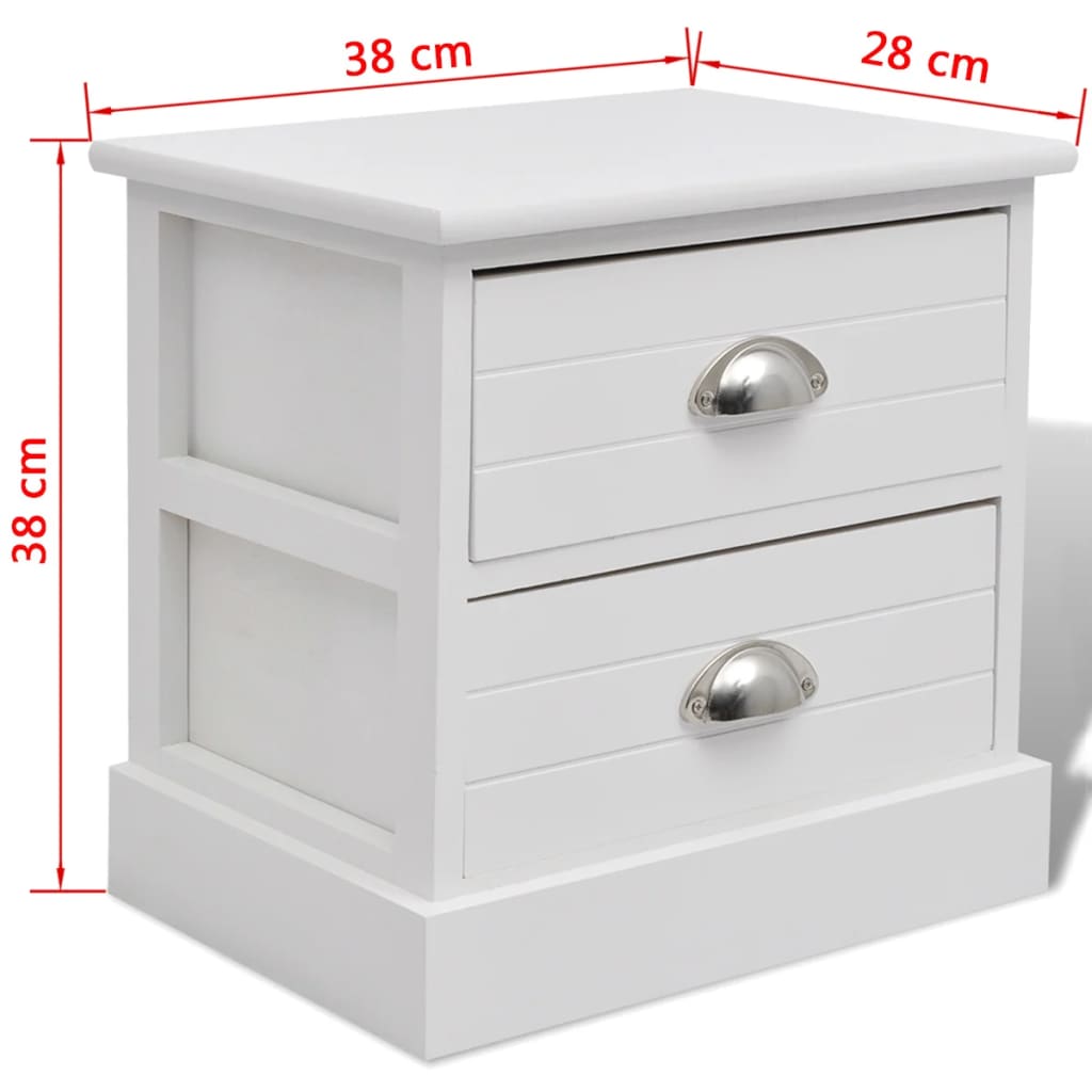 French Bedside Cabinets 2 Pcs White