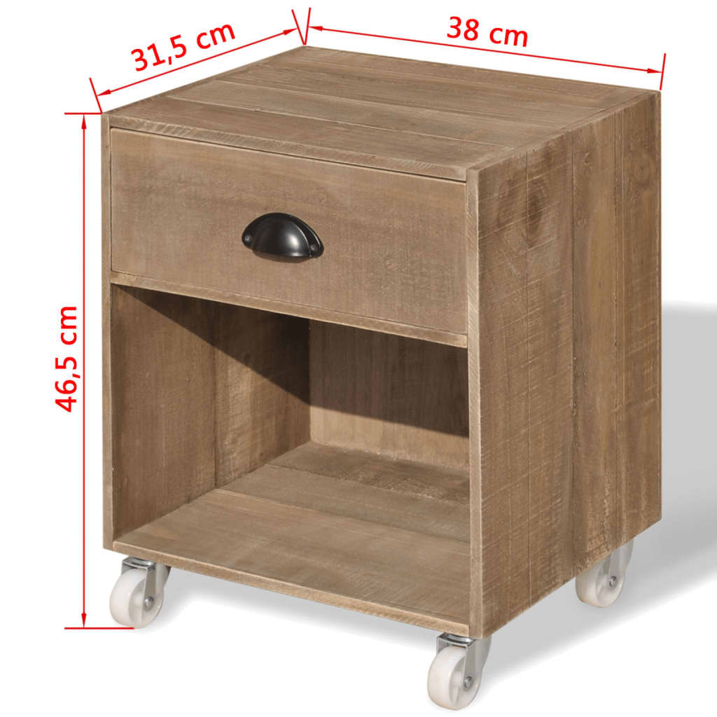 Nightstand Brown Solid Wood
