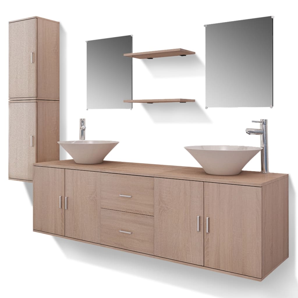 11 Piece Bathroom Furniture Set With Basin With Tap