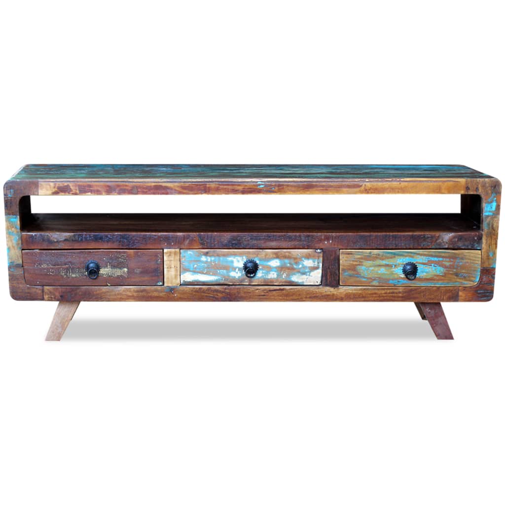 Tv Cabinet With 3 Drawers Solid Reclaimed Wood