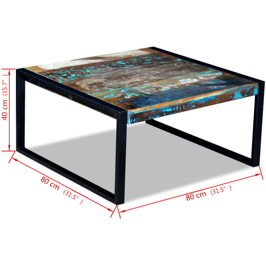 Coffee Table Solid Reclaimed Wood 80X80X40 Cm