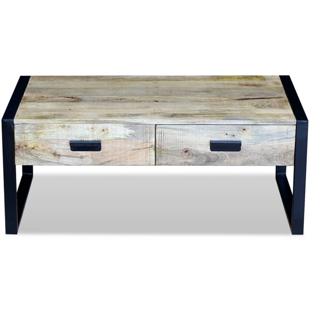 Coffee Table With 2 Drawers Solid Mango Wood 100X60X40 Cm