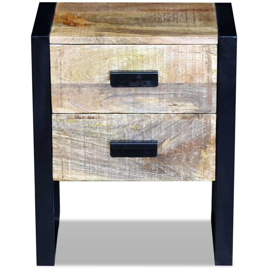 Side Table With 2 Drawers Solid Mango Wood 43X33X51 Cm