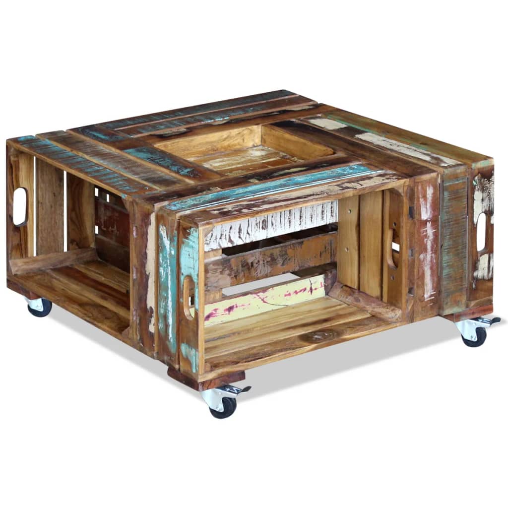 Coffee Table Solid Reclaimed Wood 70X70X35 Cm