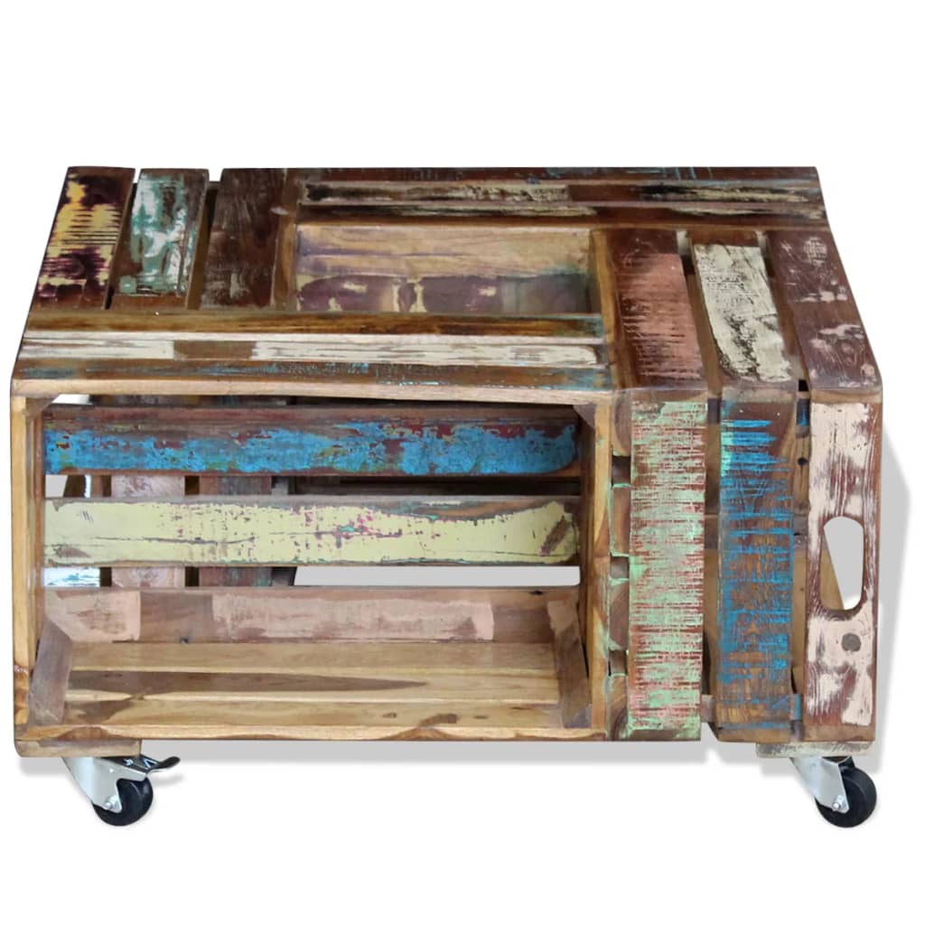 Coffee Table Solid Reclaimed Wood 70X70X35 Cm
