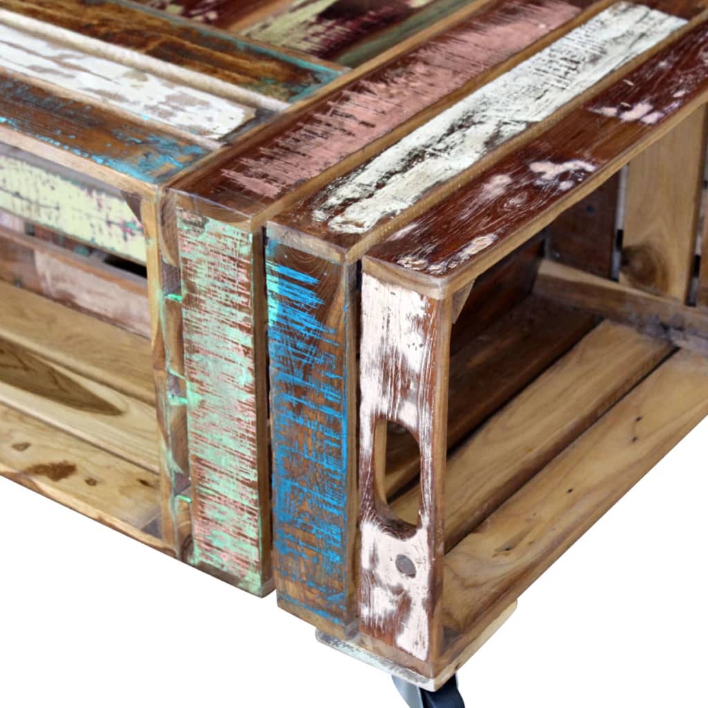 Coffee Table Solid Reclaimed Wood 70X70X35 Cm