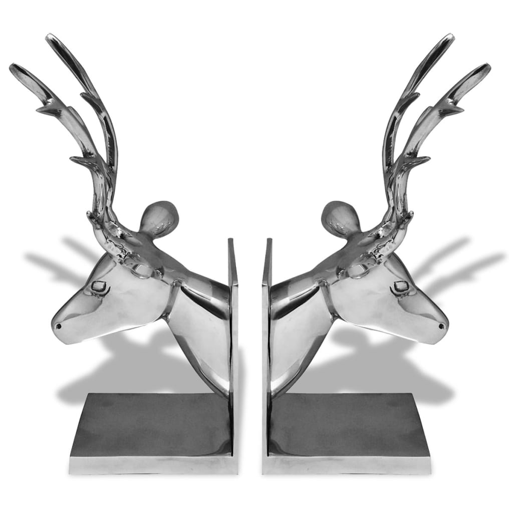Bookends Deer 2 Pcs Aluminium Silver