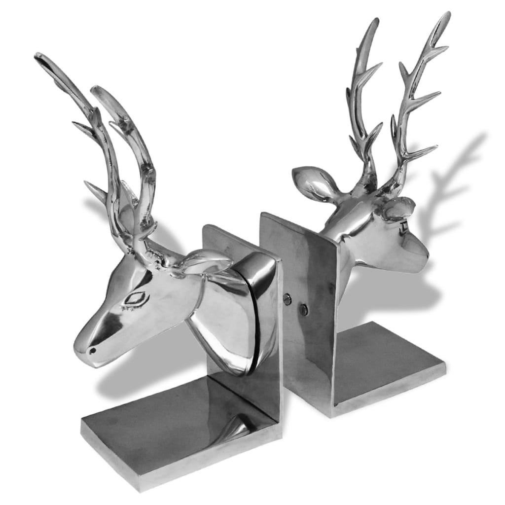 Bookends Deer 2 Pcs Aluminium Silver