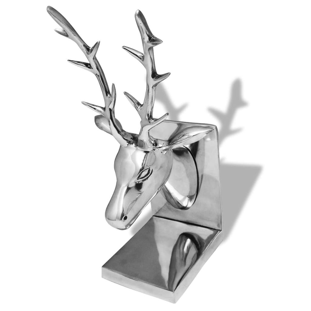 Bookends Deer 2 Pcs Aluminium Silver
