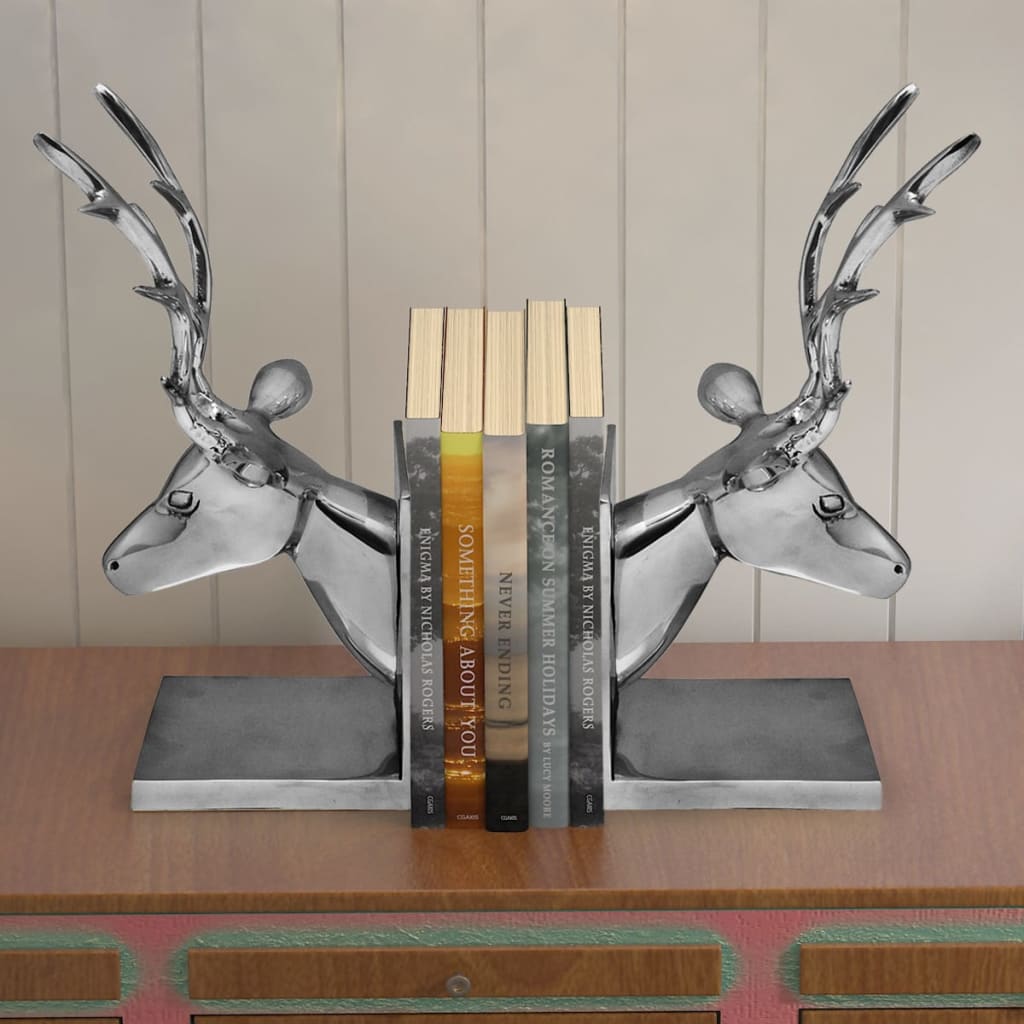 Bookends Deer 2 Pcs Aluminium Silver