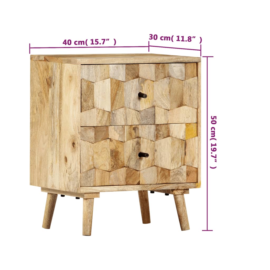 Bedside Cabinet 40X30X50 Cm Solid Mango Wood