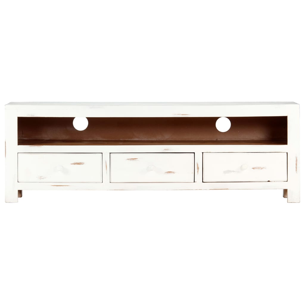 Tv Cabinet White 120X30X40 Cm Solid Acacia Wood