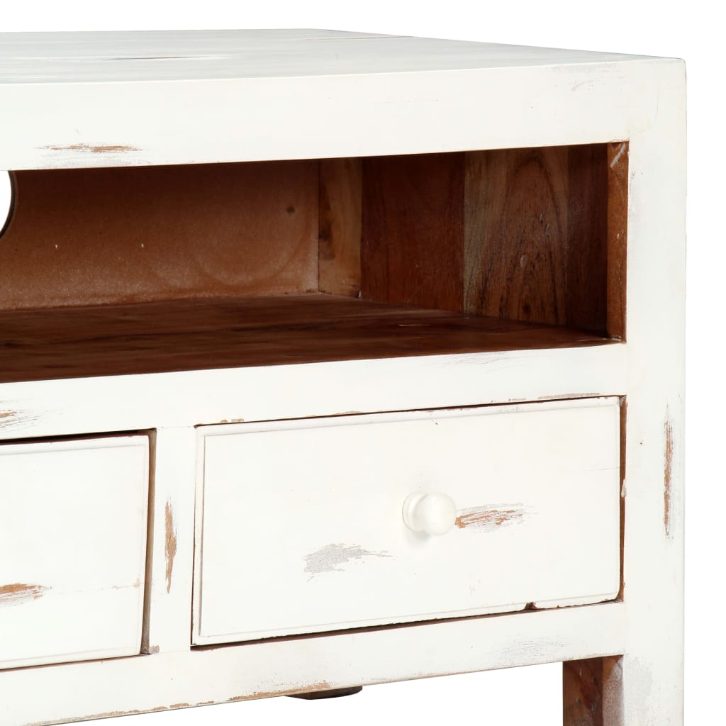 Tv Cabinet White 120X30X40 Cm Solid Acacia Wood