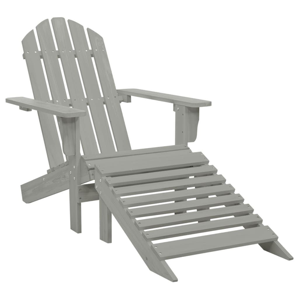 Garden Adirondack Chair With Ottoman Solid Fir Wood