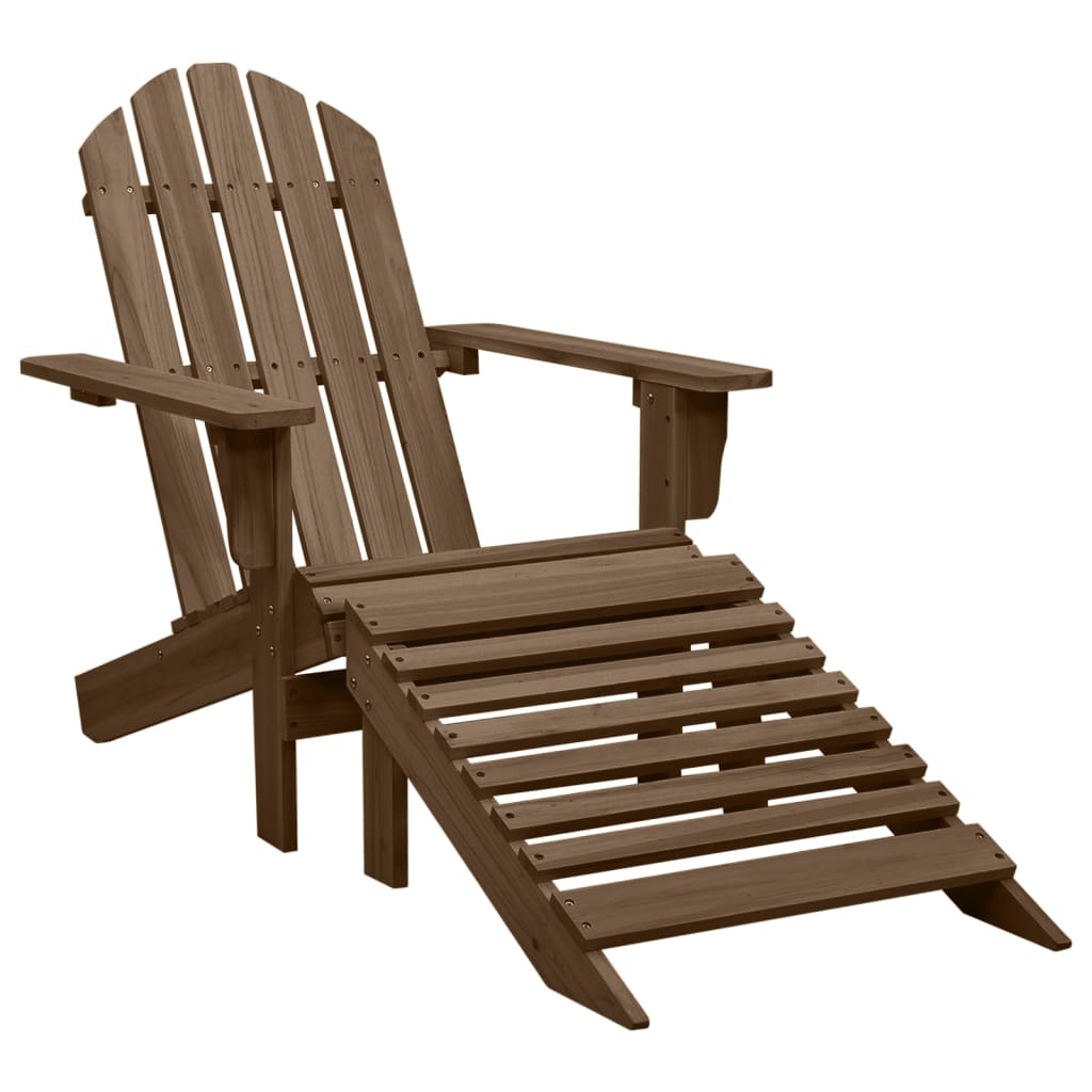 Garden Adirondack Chair With Ottoman Solid Fir Wood