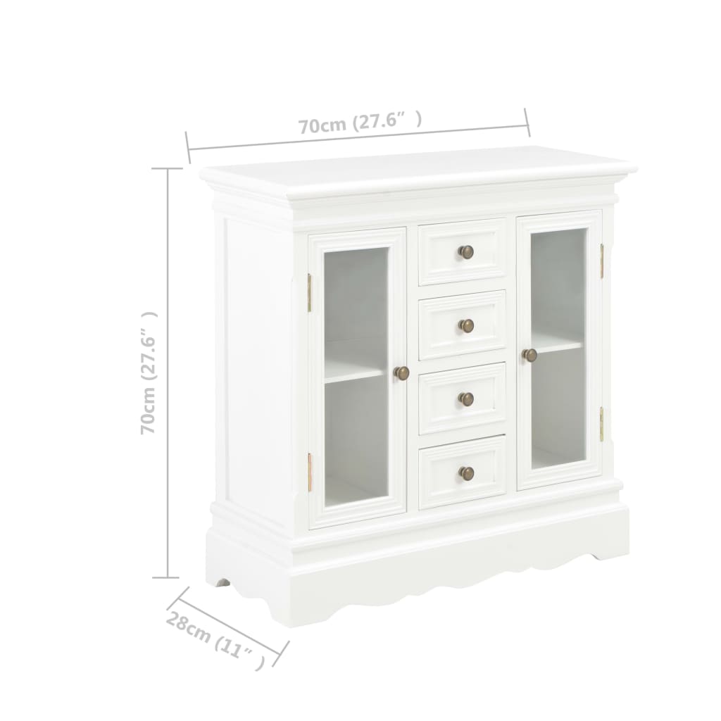 Sideboard White 70X28X70 Cm Solid Pine Wood