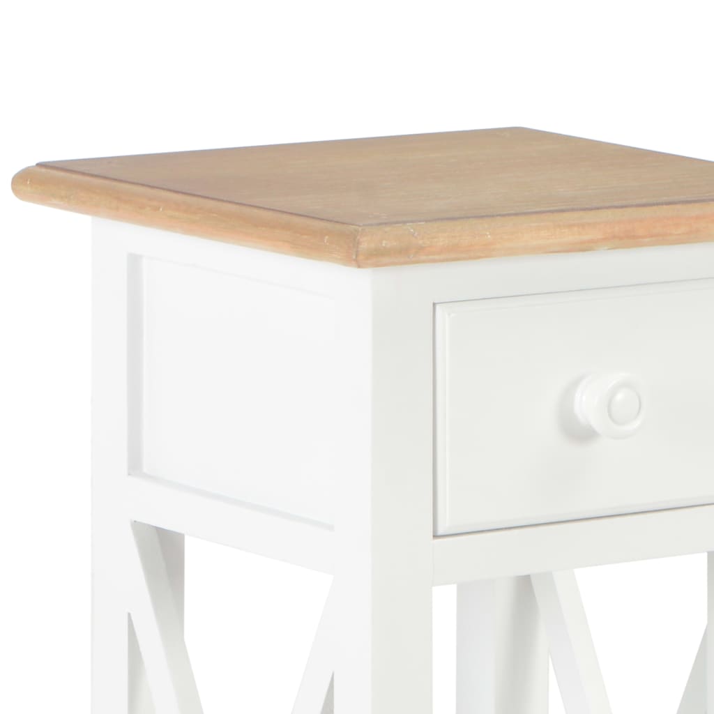Side Table White 27X27X65.5 Cm Wood