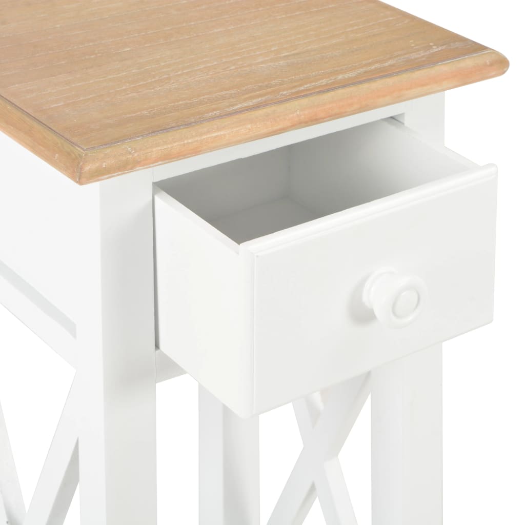 Side Table White 27X27X65.5 Cm Wood