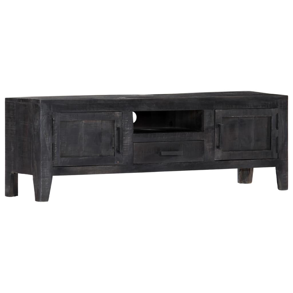 Tv Cabinet Black Solid Mango Wood