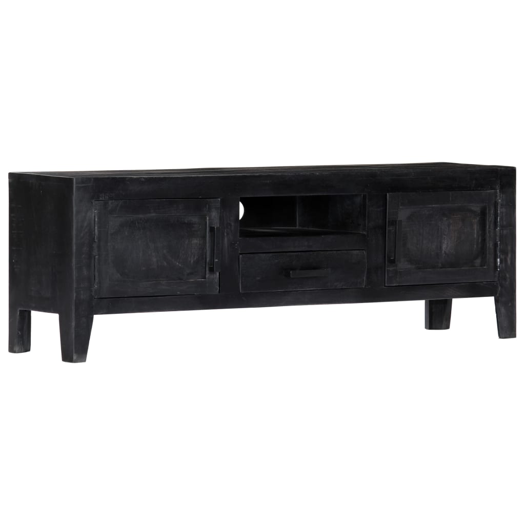Tv Cabinet Black Solid Mango Wood