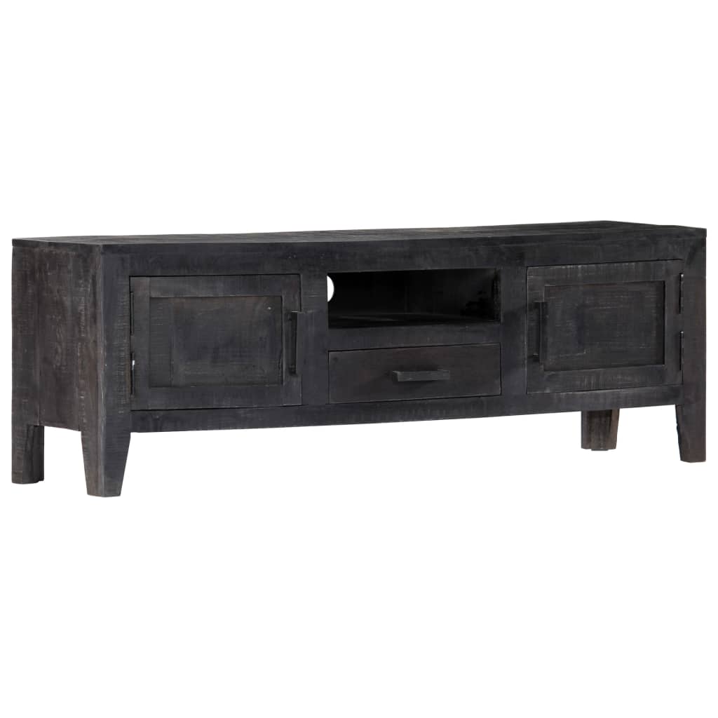 Tv Cabinet Black Solid Mango Wood