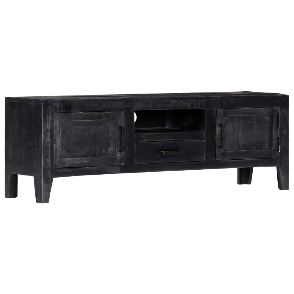 Tv Cabinet Black Solid Mango Wood