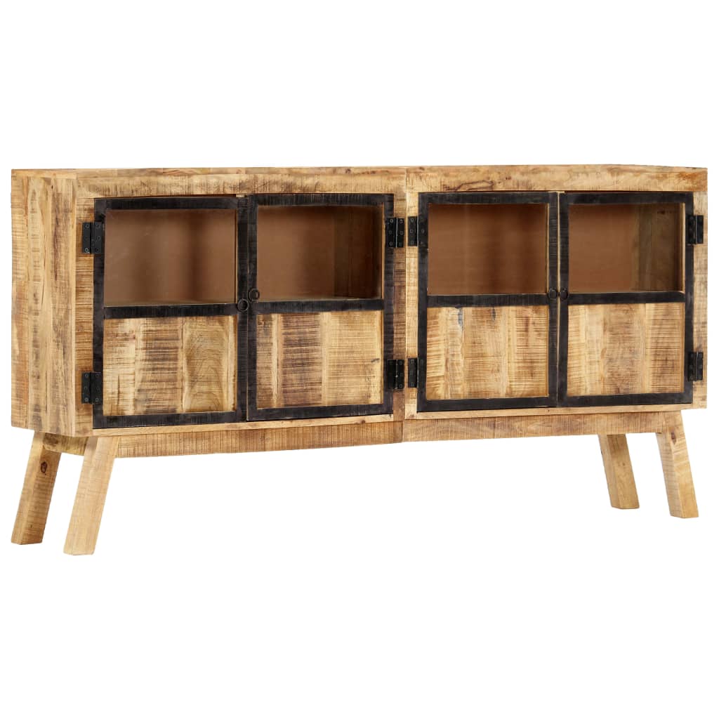 Sideboard Brown And Black 160X30X80 Cm Solid Rough Mango Wood